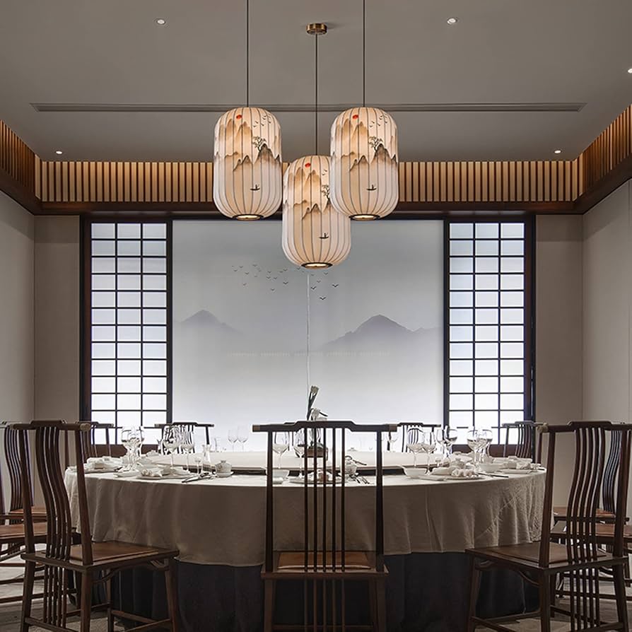 アジアンライト Japanese Style Lantern Chandelier, Retro Chinese Style