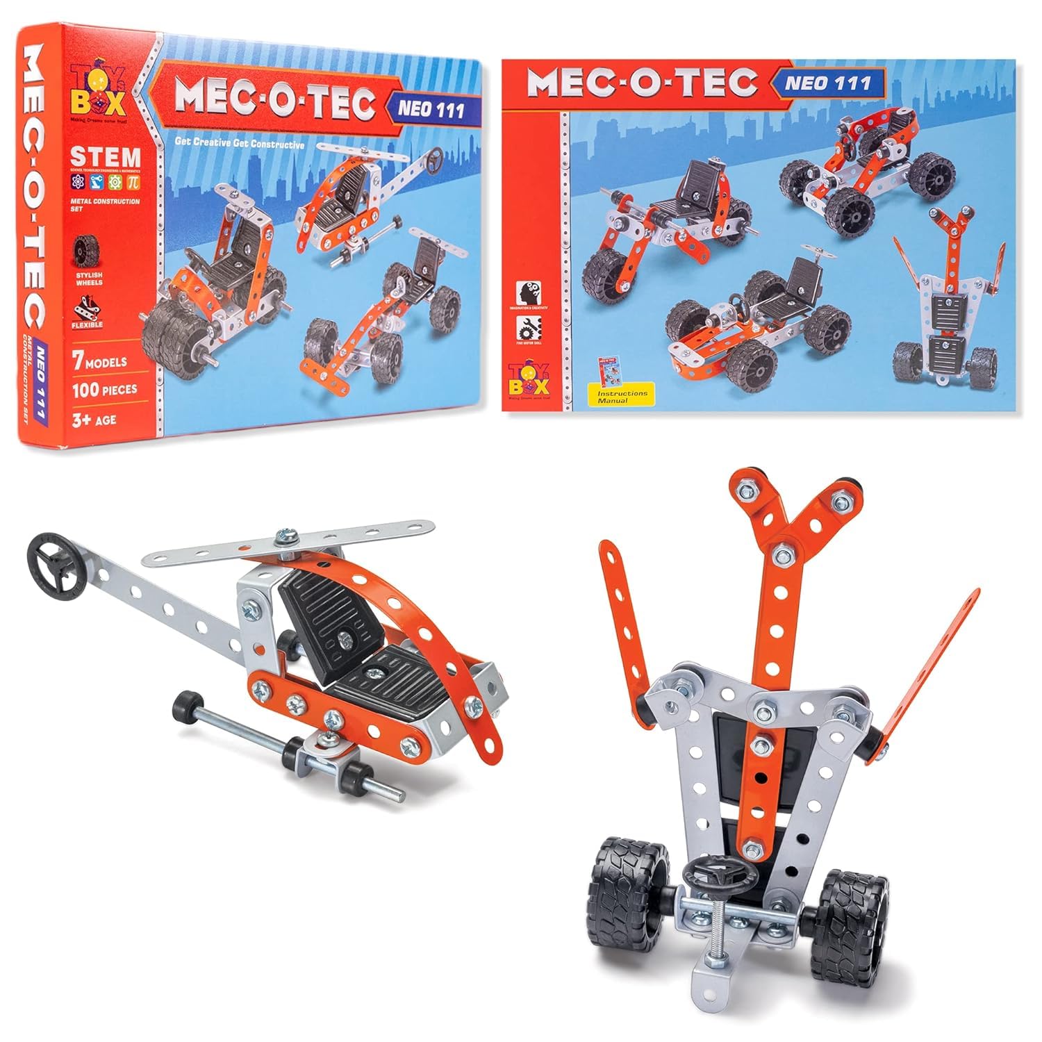 TicToysドイツ製輸入玩具 87×17×28CM Kidziit MEC-O-Tec Neo 111 Metal Mechanical Construction Toy
