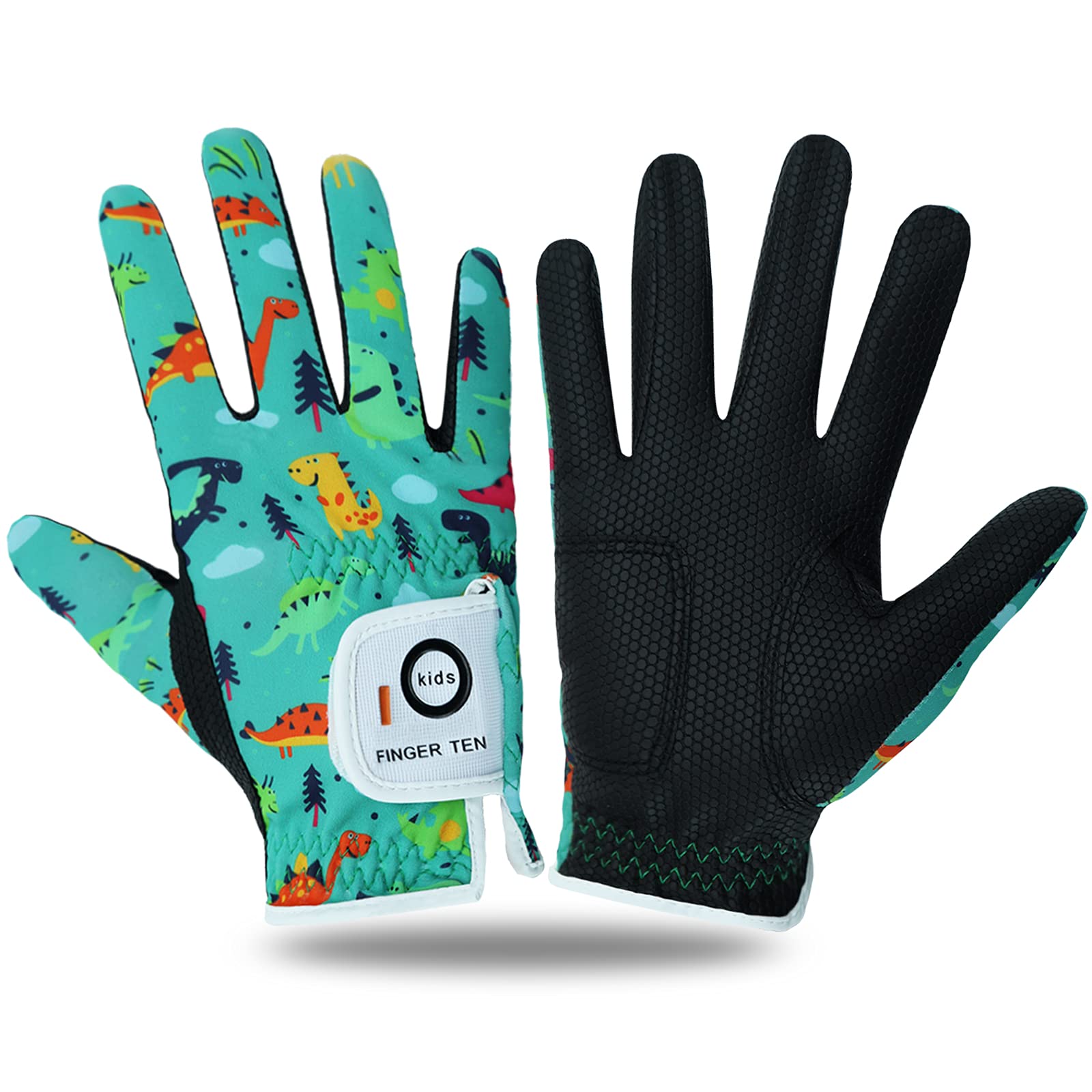 FINGER TEN Golf Gloves Kids Youth All Weather Soft for Left Right Hand Rain Grip Breathable Value 2 Pack - Image 2