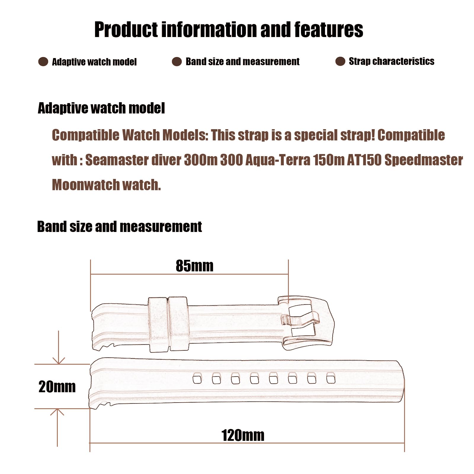 XIW Compatible for 20mm Omega Seamaster diver 300m 300 Aqua-Terra 150m AT150 Speedmaster Moonwatch Rubber Watch Band Replacement for men Silicone Wirstband Strap women Bracelet, Black Black Buckle