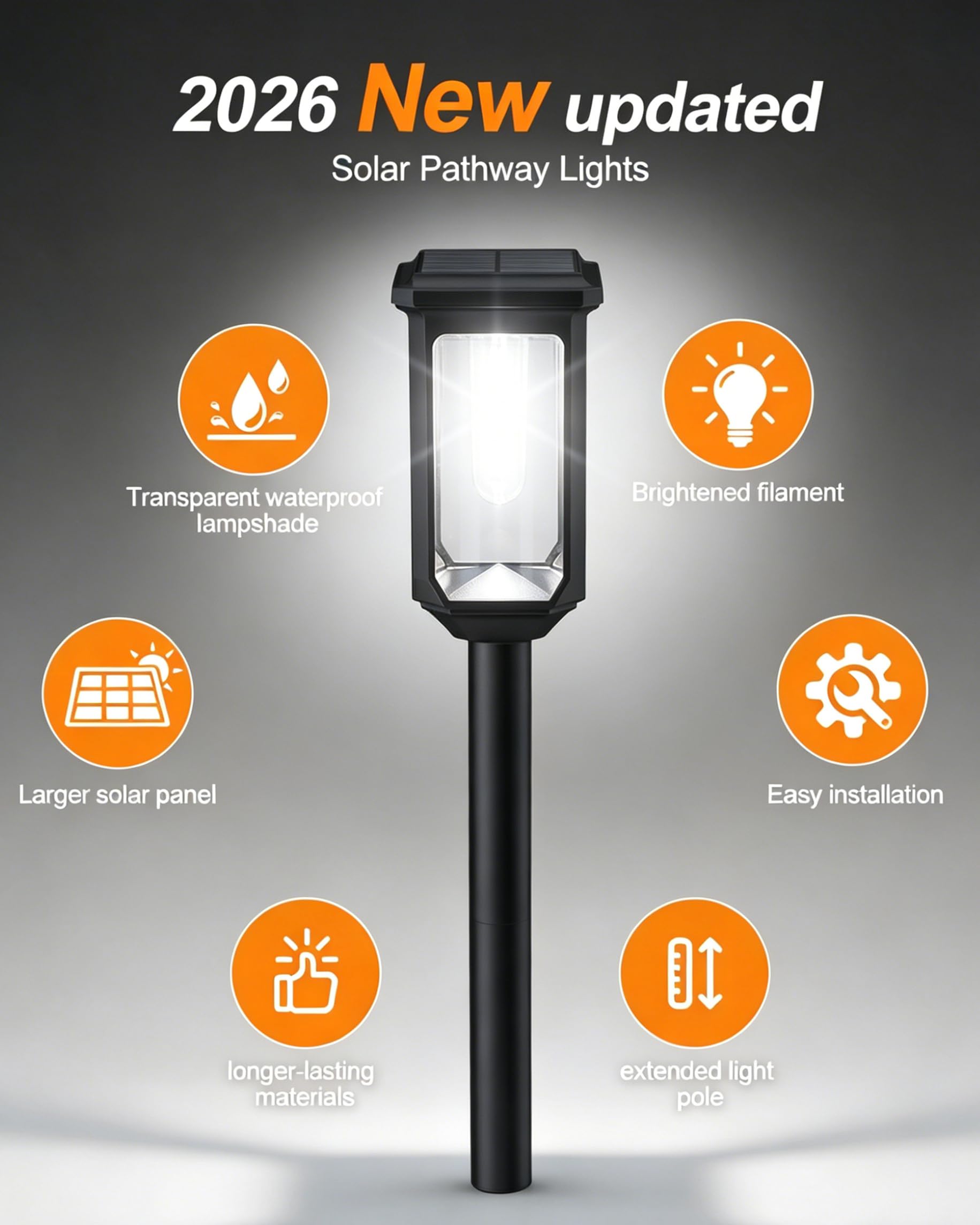 Tenmiro Solar Pathway Lights Outdoor 8 Pack, Bright Solar Garden Lights view 2