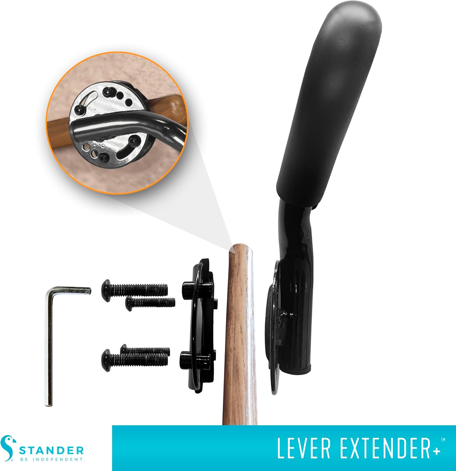 Stander Recliner Lever Extender Plus, Oversized Padded Grip Handle for Easy Chairs, Extension with Ergonomic Curve Grab Bar for Seniors and Elderly, Compatible with Wooden-Recliner Handles