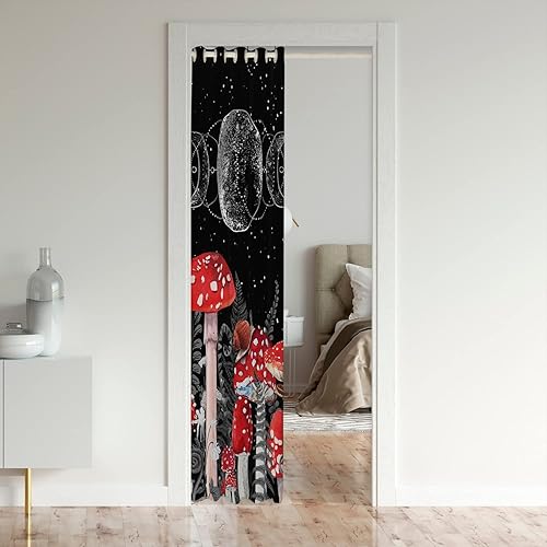 Miniatura 3 de Castle Fairy Cortina opaca exótica con temática bohemia botánica de hongos rojos para privacidad, sol y luna, cortina opaca exótica de 52 pulgadas