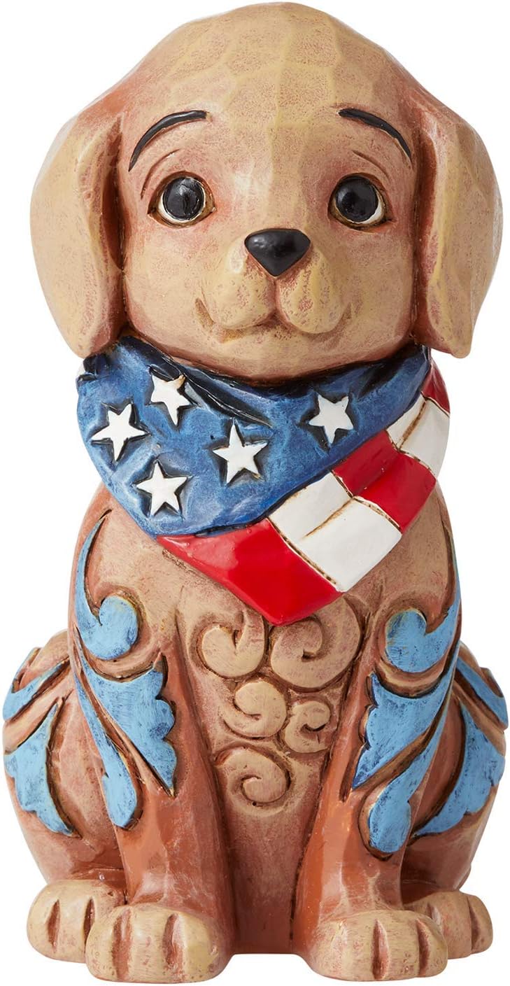 Enesco Jim Shore Heartwood Creek Patriotic Puppy Flag Bandana Miniature Figurine, 3.5 Inch, Multicolor