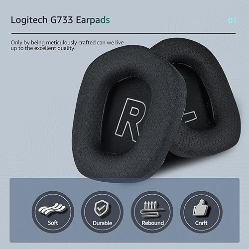 Miniatura 2 de Almohadillas de repuesto de tela para auriculares Logitech G733 para juegos, también se ajustan a auriculares inalámbricos Logitech G335, accesorios