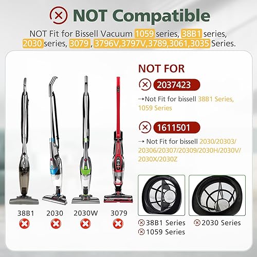 Miniatura 3 de Paquete de 6 filtros de repuesto 2033 compatibles con aspiradora Bissell Featherweight Stick sin bolsa 20331, 20333, 20334, 20336, 20339, 2033M, 6