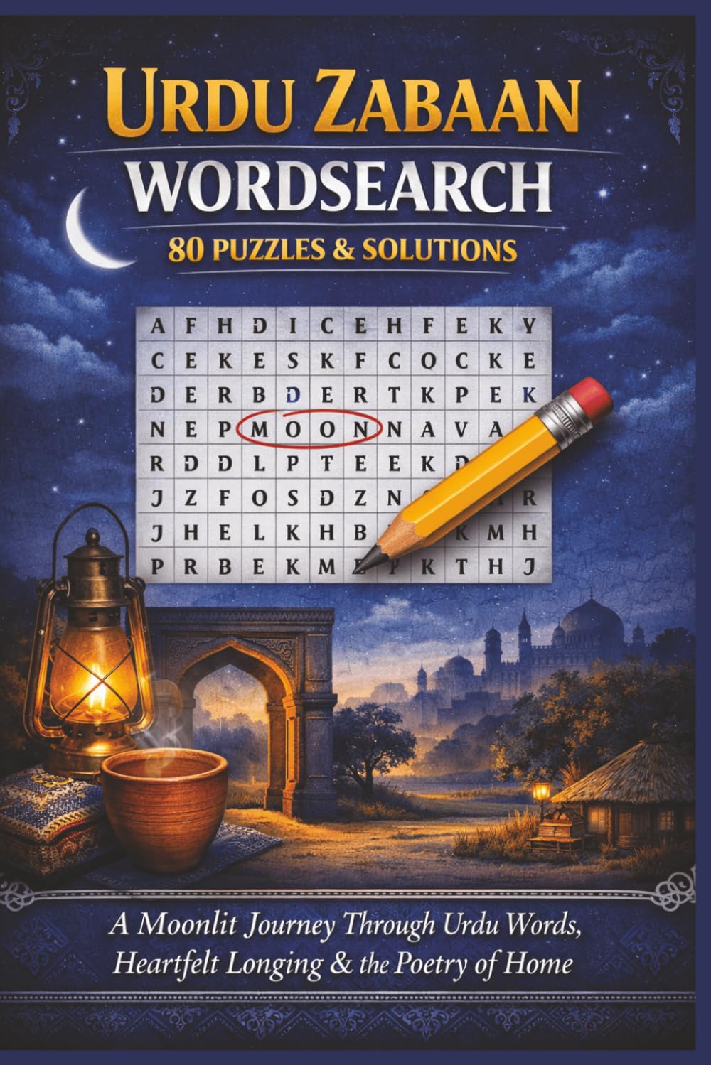 URDU ZABAAN WORDSEARCH 80 PUZZLES & SOLUTIONS: A Moonlit Journey Through Urdu Words, Heartfelt Longing & the Poetry of Home (Rohim's Pakistani Puzzlers)