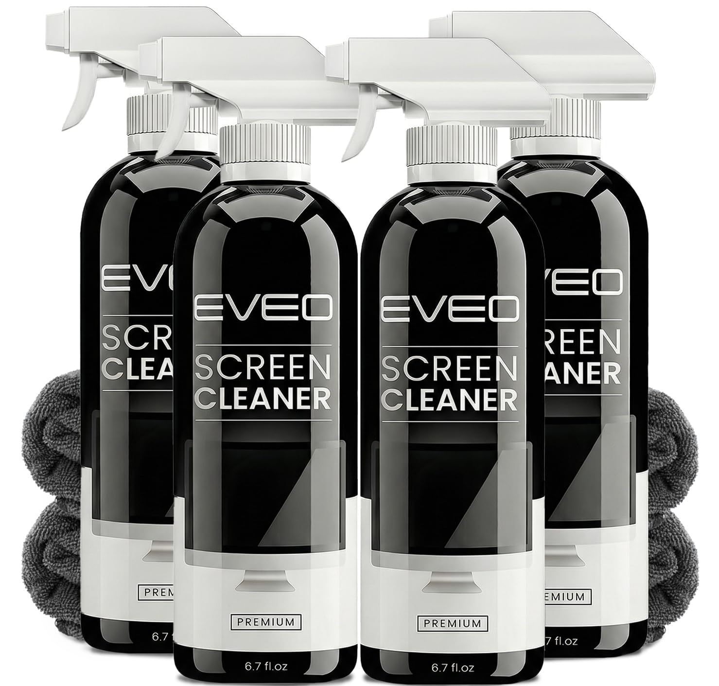 EVEO® Screen Cleaner Spray Kit (Streak-Free) TV Screen Cleaner for Smart TV, LCD, LED, OLED | Computer Screen Cleaner Spray and Wipe Microfiber Cloth