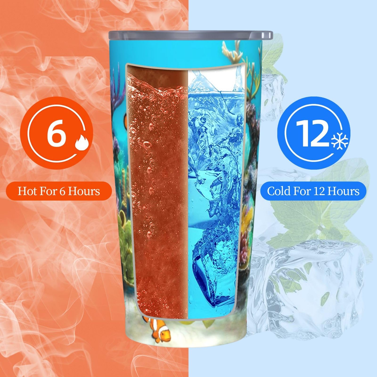 Tazza termica portatile della tazza dell'automobile della tazza dell'acciaio inossidabile stampata del pesce tropicale
