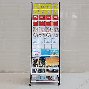Amazon.com: CMYUN Black Newspaper Magazine Racks with Wheels, Office ...