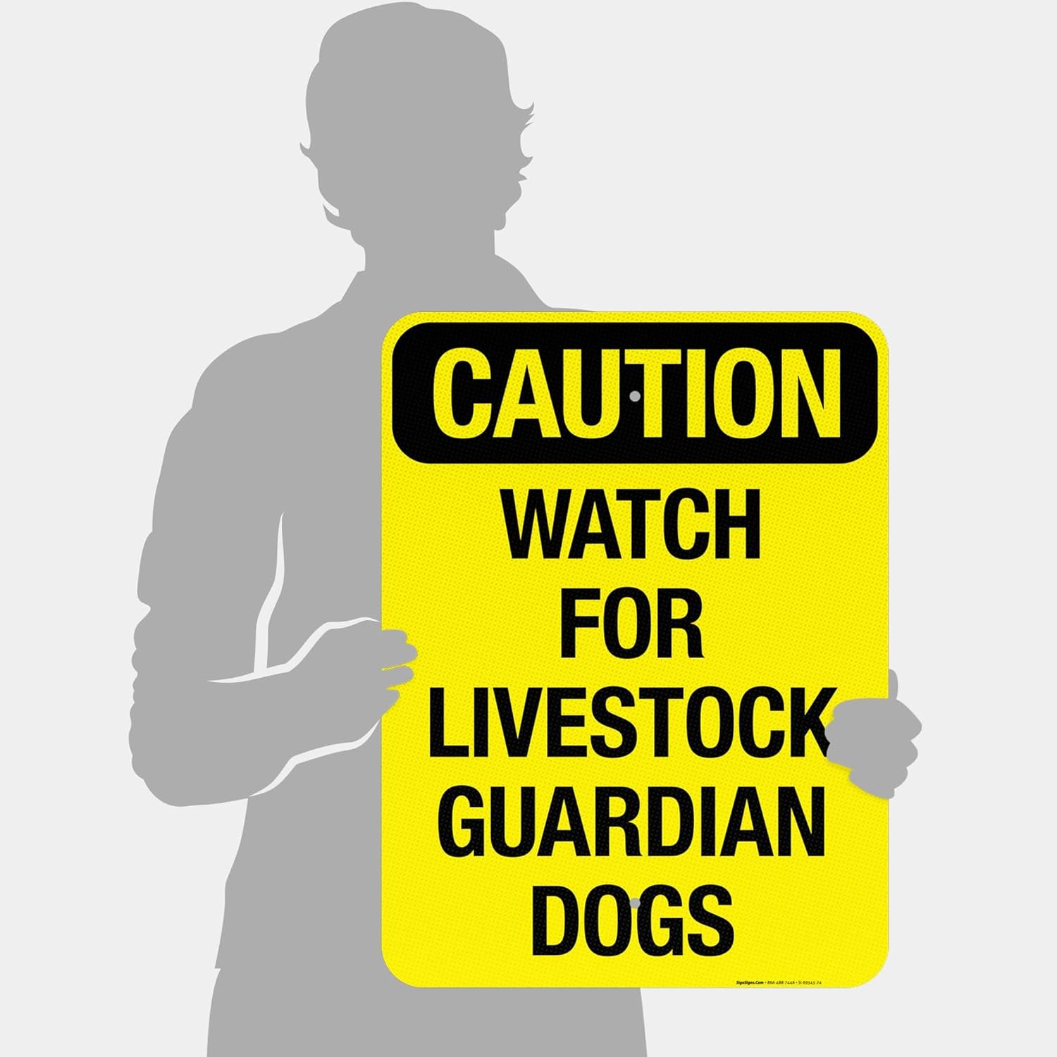 Watch for Livestock Guardian Dogs Sign, 18x24 Inches, 3M EGP Reflective .080 Aluminum, Fade Resistant, Made in USA