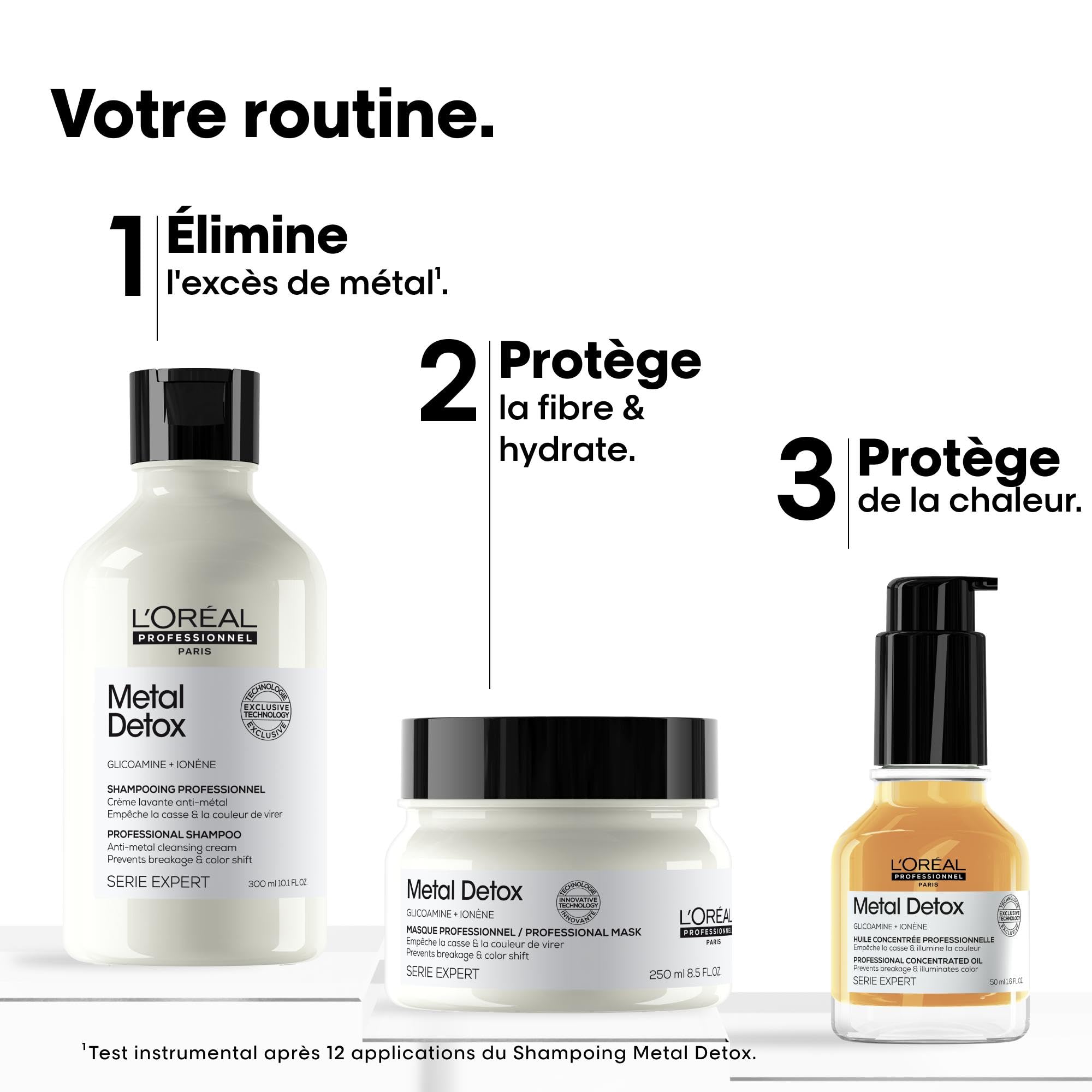 L'Oréal Professionnel, Metal Detox Geschenkset, Antimetall-Routine, geschädigtes & brüchiges Haar, Trio Shampoo + Maske + Öl, limitierte Edition Expert