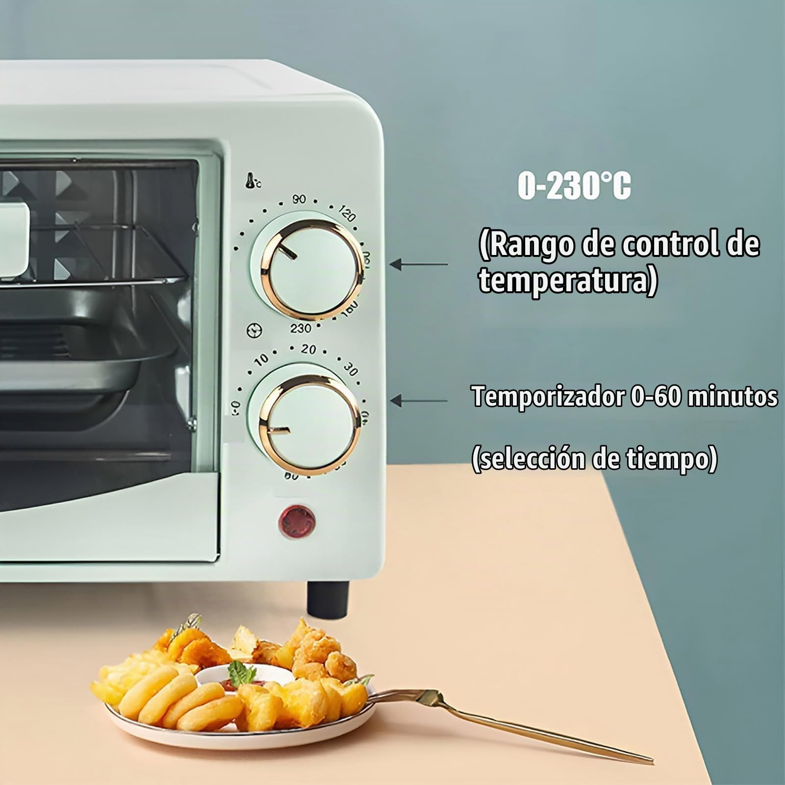 Horno Eléctrico Inteligente De 600 W, Parrilla Eléctrica De Sobremesa De 12 L Con Bandeja Para Hornear Y Rejilla, Temperatura Ajustable De 0 A 230 ℃ Y Temporizador, Ideal Para Asar Y Hornear. pink