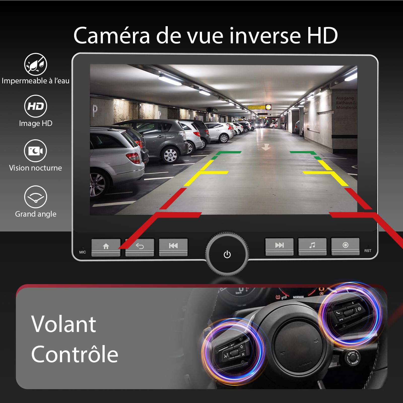 Haudio 360° Rotatif Autoradio, 1 Din DSP Car Stereo, Écran IPS 10,1" avec Carplay sans Fil et Android Auto, Car Play avec Caméra Arrière, Mirror Link, Commande Vocale AM/FM/RDS avec Bouton 2+64G
