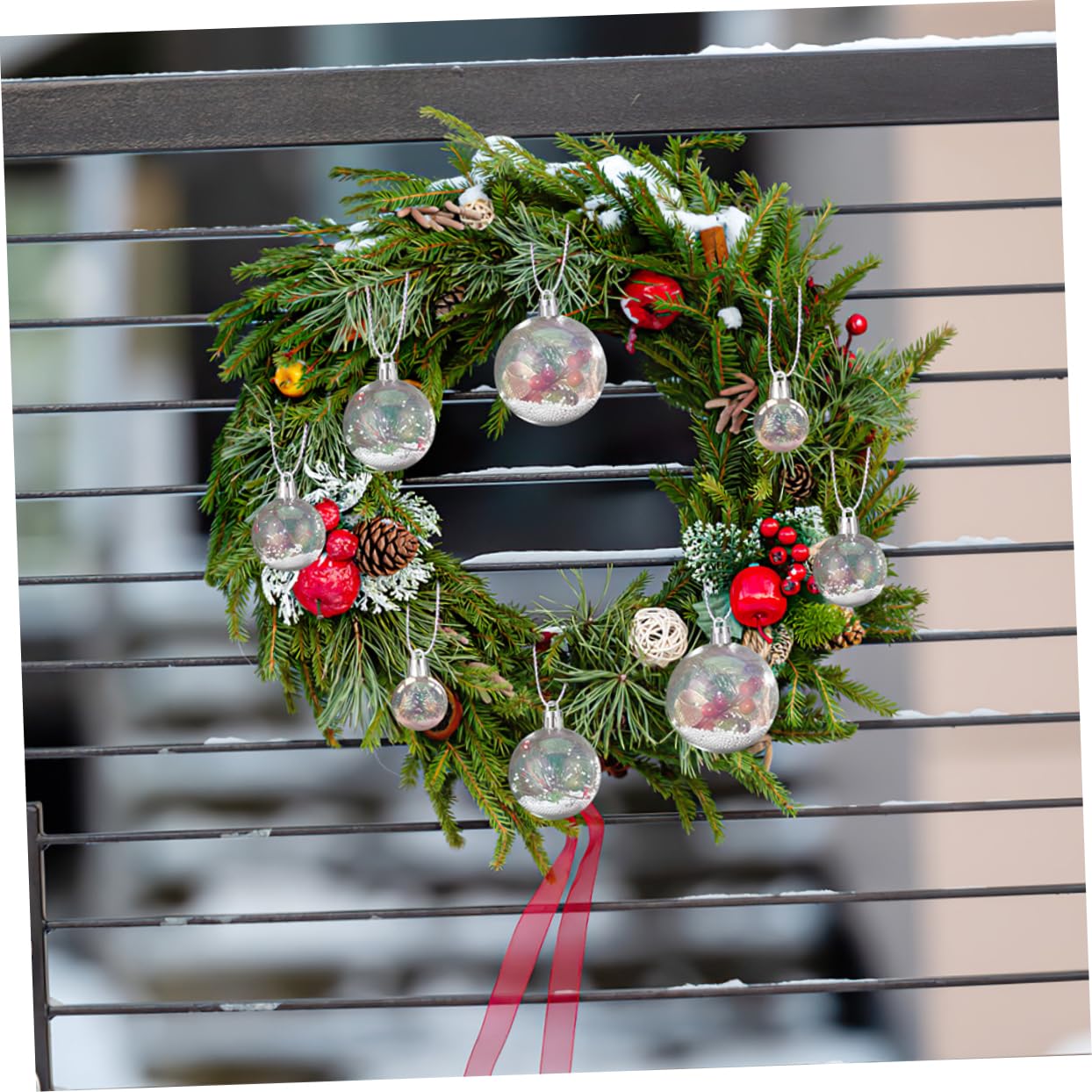 40piezas Bolas Navideñas Transparentes Rellenable Adornos para Árbol de Navidad Bolas de Plástico Colgante Decoración Iridiscente para Fiesta de Navidad