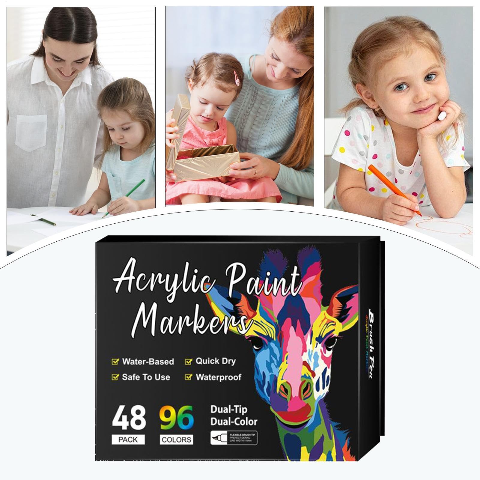Paint Marker Pens - Acryl Doppelspitze Rock Painting Set, Permanent Fade-Resistant Ink Drawing Tools, Multi-Purpose Art Supplies for Paper Glass Canvas Ceramic Stone, Artists and Craft Hobby Projects