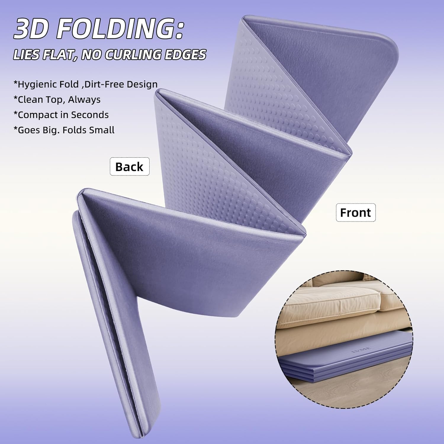 Foldable Yoga Mat – Lightweight, 75"x31" Extra Long Wide Yoga Mats for Women and men, Easy to Store for Yoga, Pilates, Home Workouts, and Floor Exercises - Image 3