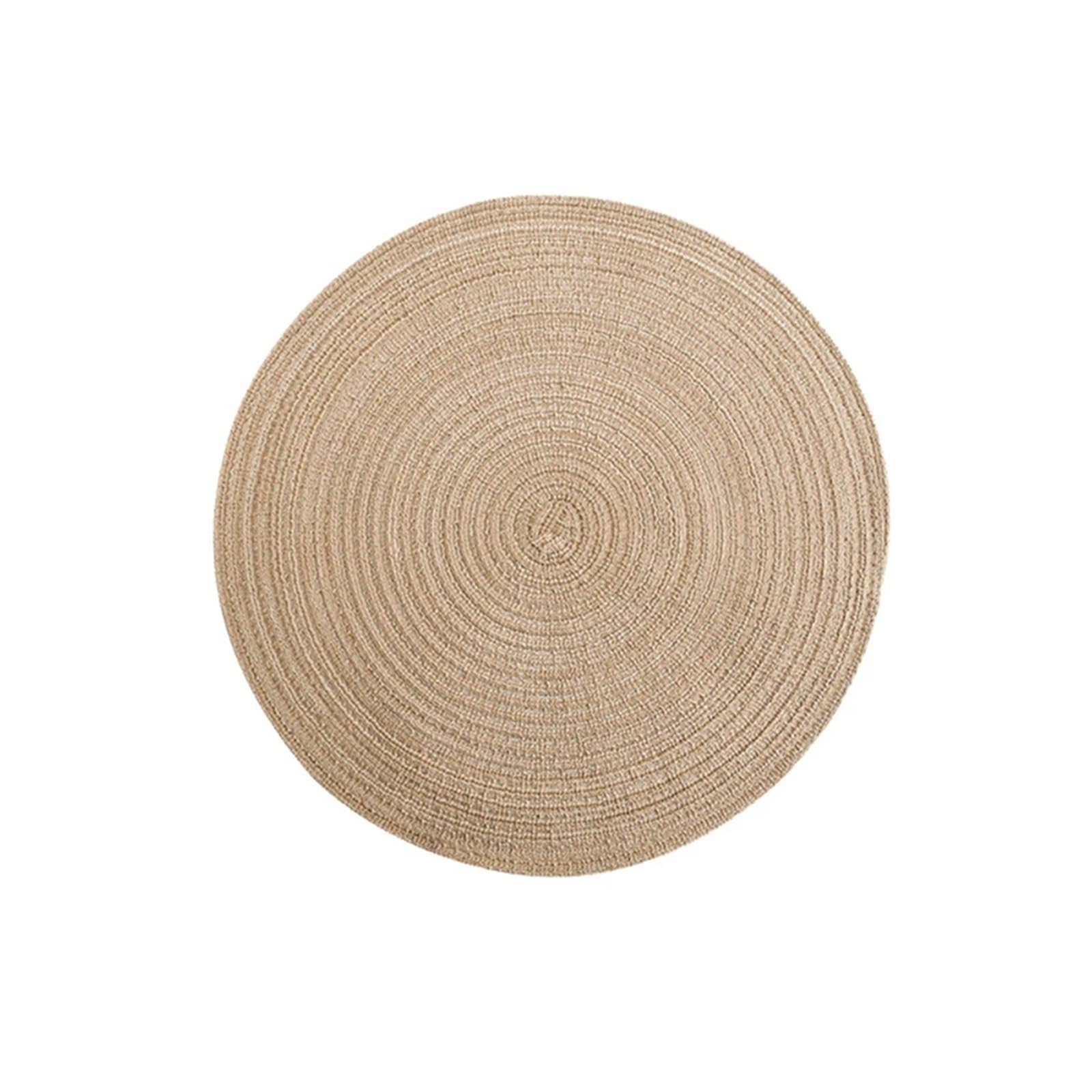 4 manteles Individuales Redondos de ramio Tejidos, Antideslizantes for Mesa Comedor, for vajilla, Posavasos for Tazas y Bebidas Cocina para Ollas y Sartenes Calientes(Brown,4 pcs 30 cm)