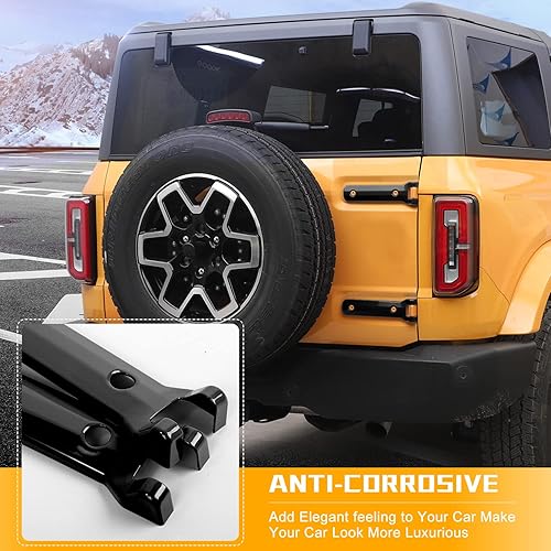 Miniatura 2 de Cubierta de bisagra para puerta trasera Bronco, accesorios exteriores negros para Ford Bronco 2021 2022 2023 Up (no para deporte), 2 unidades Negro