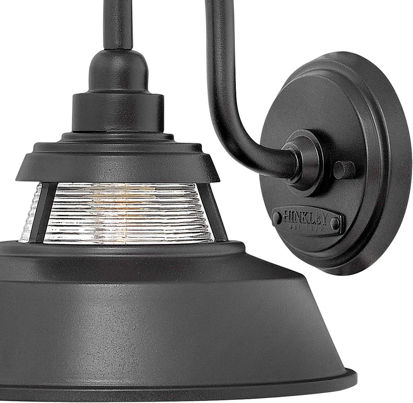 Get Special Price Hinkley Troyer Collection One Light Outdoor Medium Wall Mount, Black w/ Ribbed Clear Glass Flash Deals - 80% OFF Hinkley Troyer Collection One Light Outdoor Medium Wall Mount, Black w/ Ribbed Clear Glass