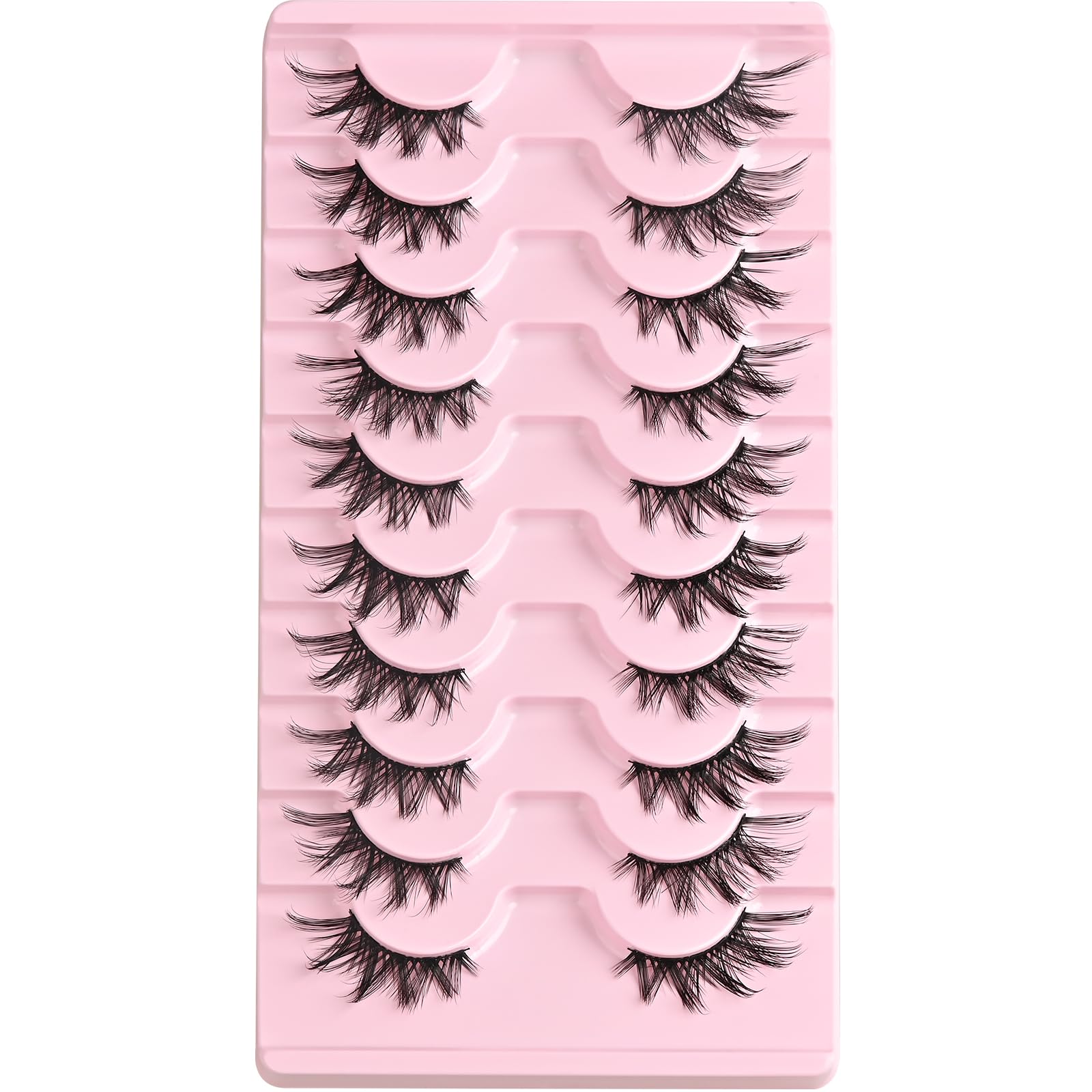 FARRED Halbe Wimpern, natürliche, künstliche Wimpern, Wispy Cat Eye-Streifen, Wimpern, 10 Paar, Kunstnerz, für tägliches Make-up (C10, 8–15 mm)