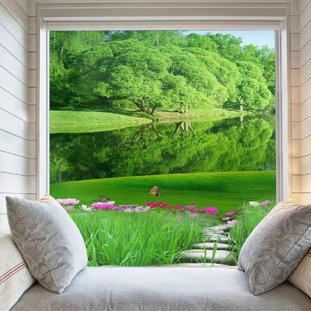 Pellicola Decorativa per Finestre Privacy Bellissimo Paesaggio Adesivi per Vetri Colorate Senza Colla Statica Adesivi per Finestre Smerigliati Tinta-C,50x100cm