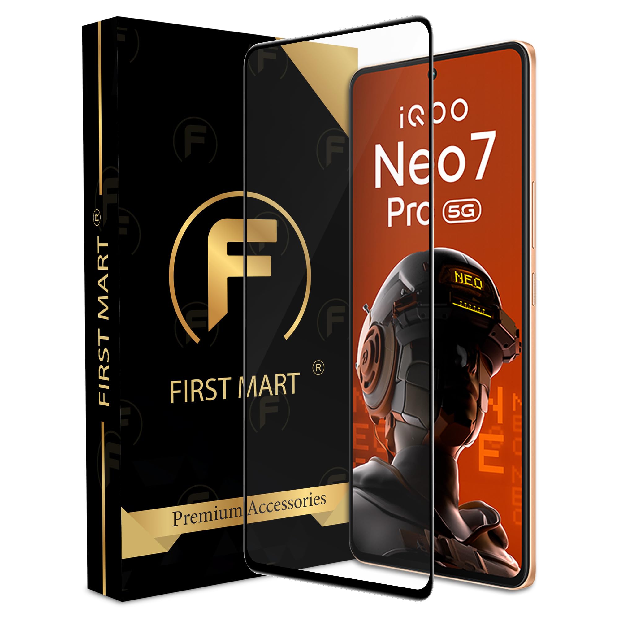 FIRST MART Tempered Glass for iQOO Neo 7 Pro 5G / Neo 7 / iQOO 11 / iQOO 9T with Edge to Edge Full Screen Coverage with Black Border and Easy Installation Kit, Pack of 1 (B0CBGYJSTY) Amazon Price History, Amazon Price Tracker