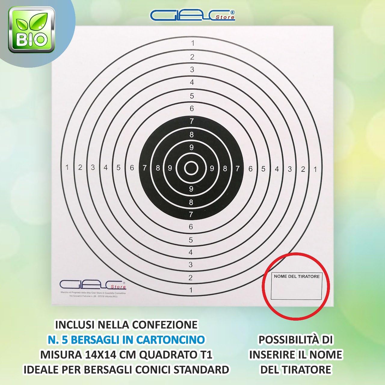 Pallini BB in Busta Biodegradabili Bio 500gr da 6mm per Softair Verdi Bianchi 0,20 0,23 0,25 Grammi con 5 Bersagli in Cartoncino 14x14 - 4