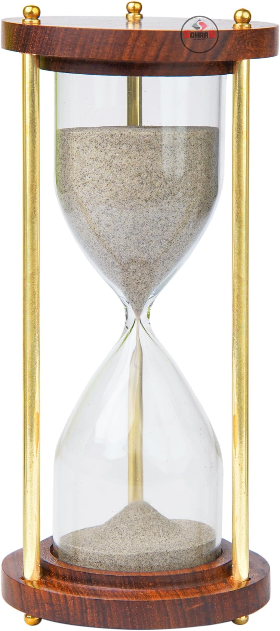 30 Minute Sand Timer | Hourglass Natural Sand Color 7.5D x 7.5W x 17H cm for Tea Making Home & Kitchen Office Table Desk Sand Timer for Kids Hourglass for Gifts Pack of 1