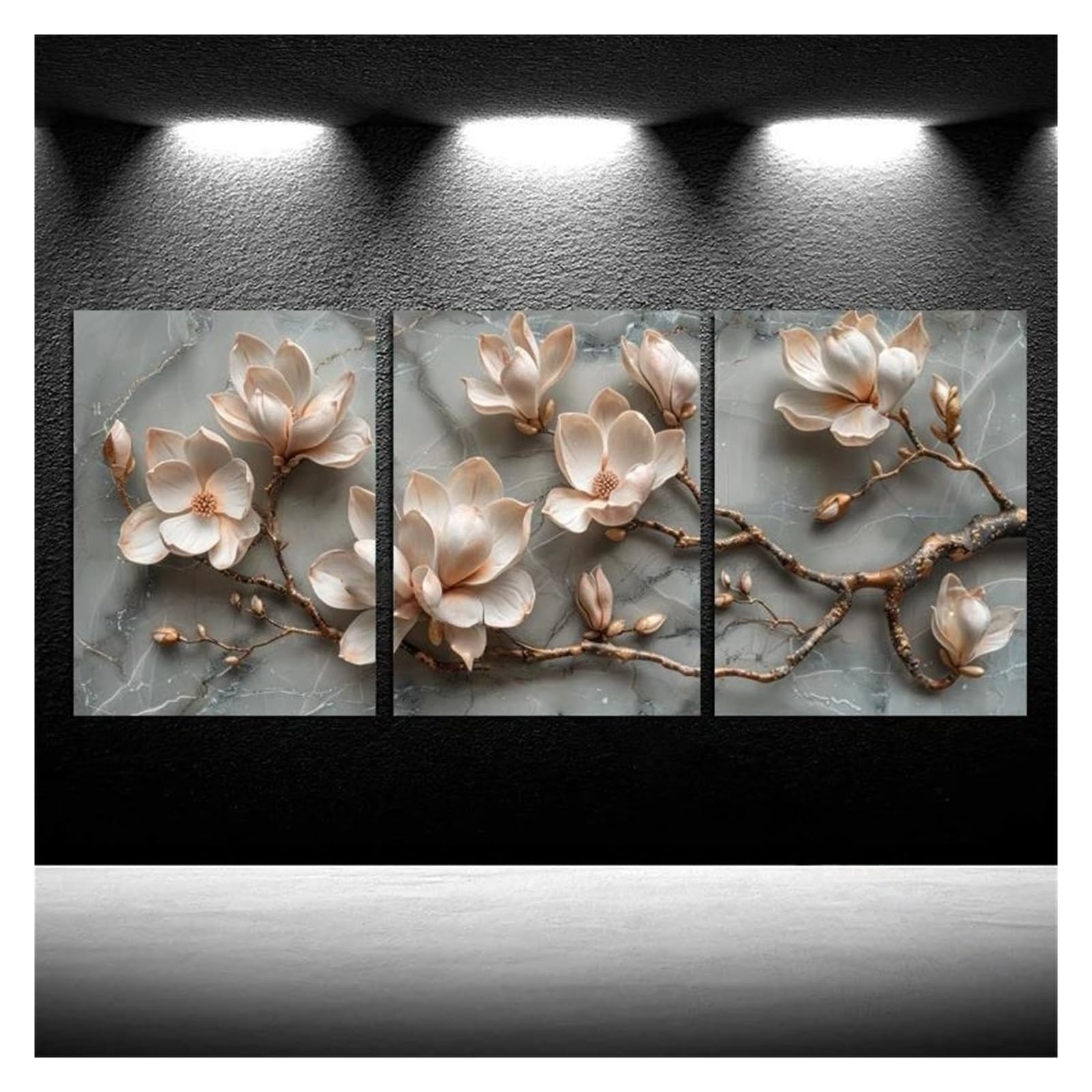Byambd D Byamb Aesthetic Pictures No Frame Poster 3Pcs Magnolia Flowers Canvas Painting Home Ecoration,Abstract Blooming Flora Painting(,50X70cm)