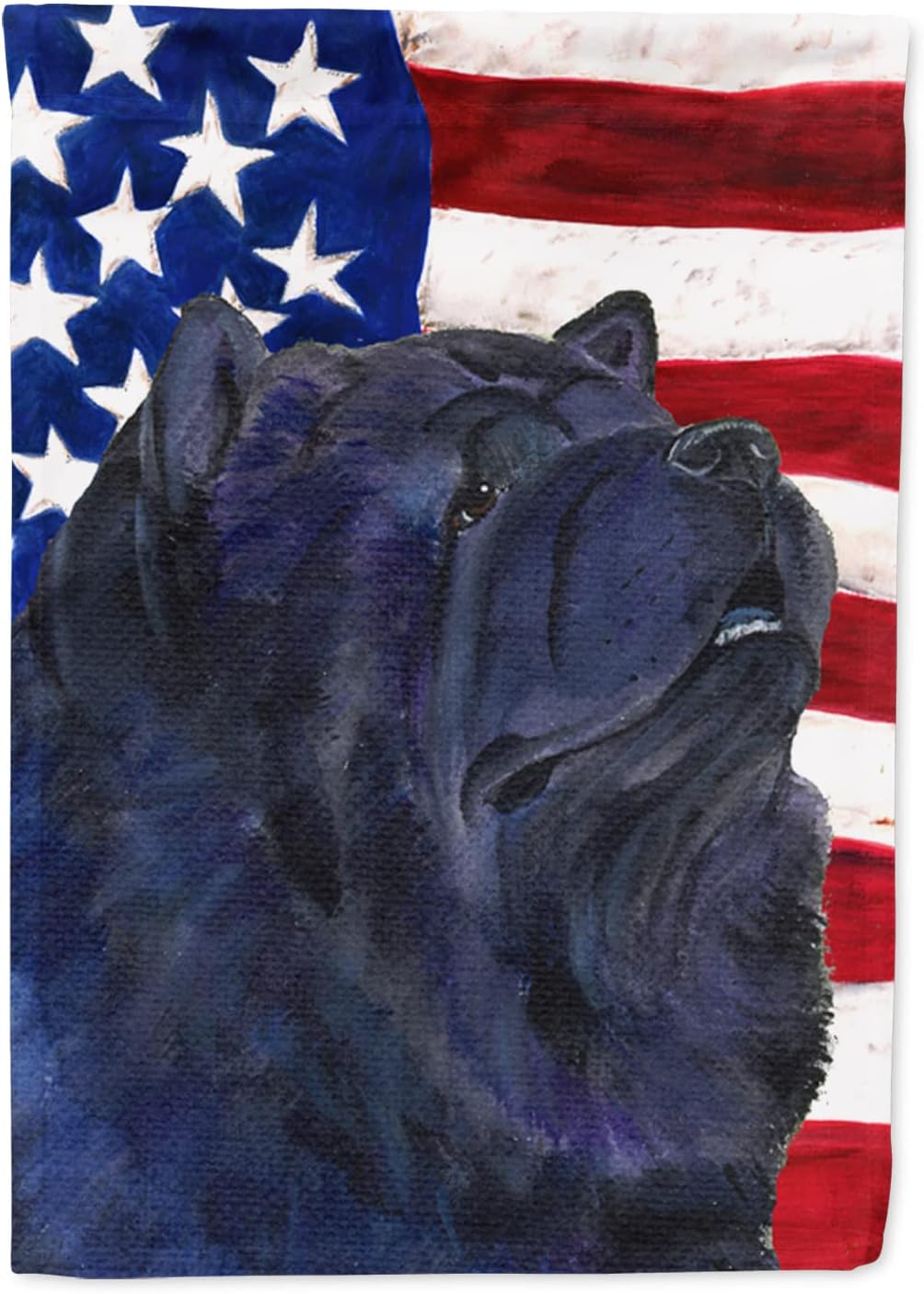 Caroline's Treasures SS4028CHF USA American Flag with Chow Chow Flag Canvas, Large, Multicolor