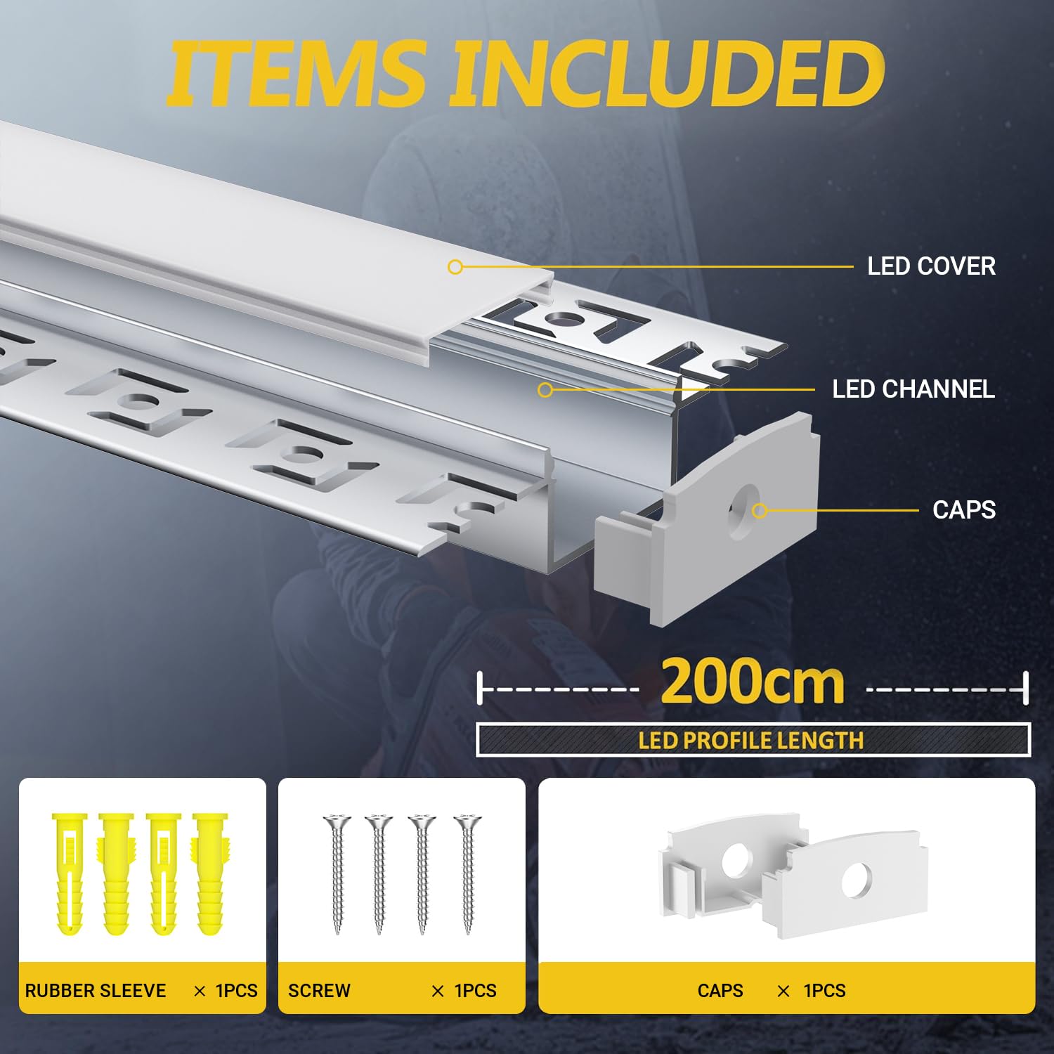 LED Trockenbauprofil 2m × 6 – Alu Unterputz Profil 64.2x13.8mm für Streifen bis 20mm – Led unterputz profil trockenbau Aluminium Profile Schiene Kanäle Leiste Diffusor mit Abdeckung & Clips