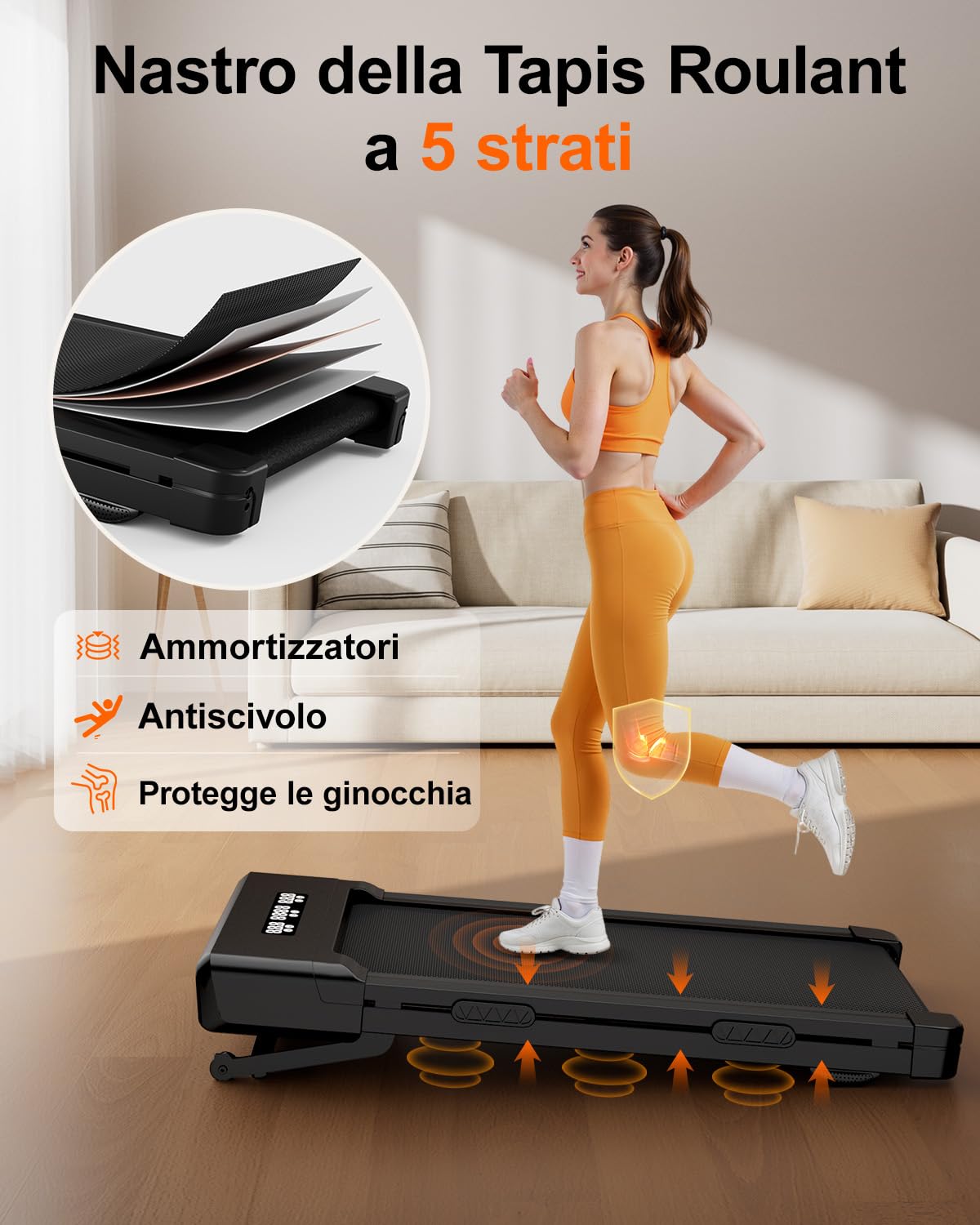 Superun Tapis Roulant Salvaspazio Pieghevole 1-6km/h con Inclinazione 9%,Tapirulan Elettrico Pieghevole 3,0 CV Mini Walking Pad Massima di 136 kg,Schermo LED, Telecomando, Controllo tramite APP