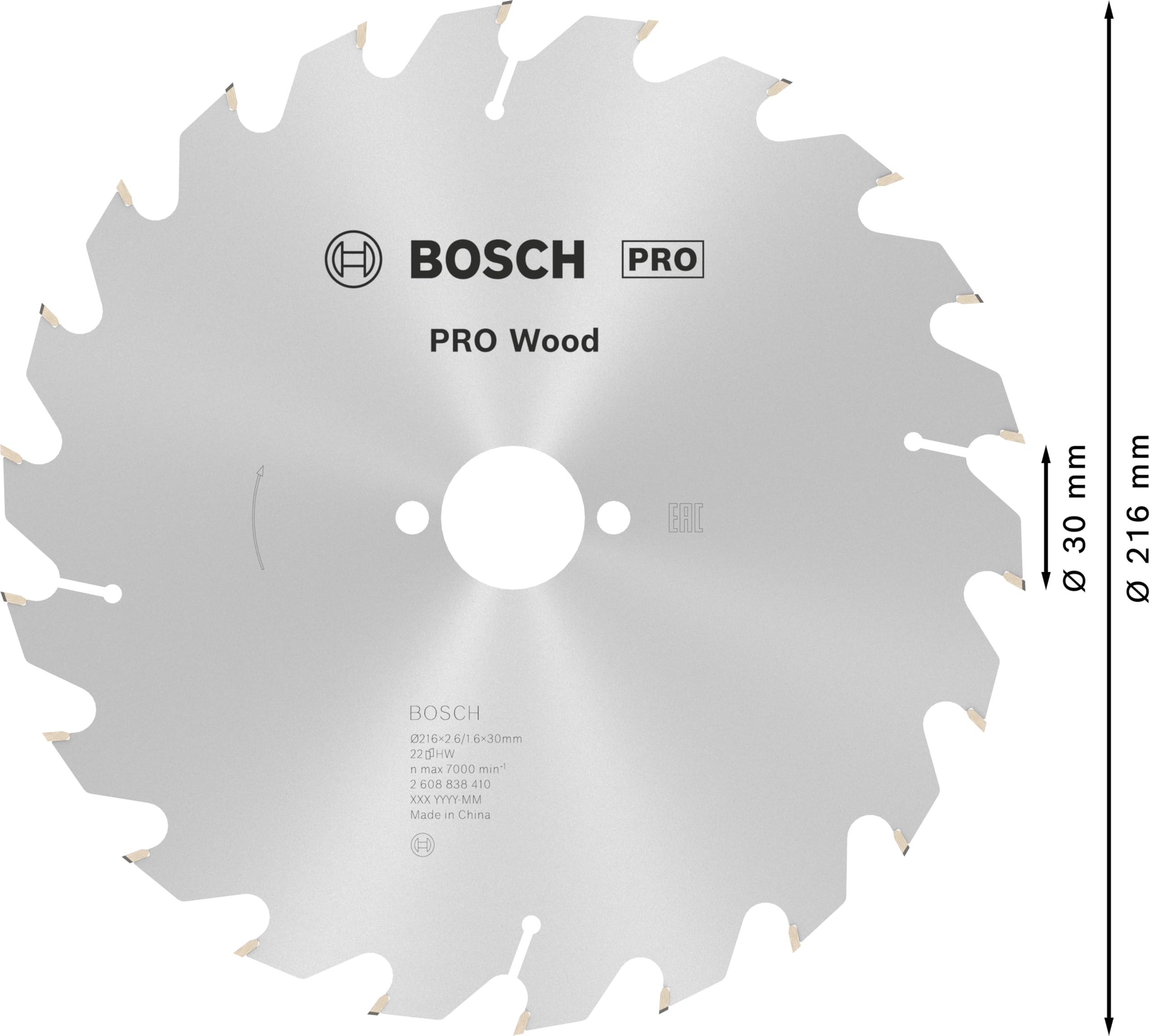 Bosch 1x Lame de scie circulaire filaire PRO Woodavec encoches de dilatation (pour Bois résineux, Bois dur, Ø mm, Professional Accessoire Scie circulaire sur table filaire)