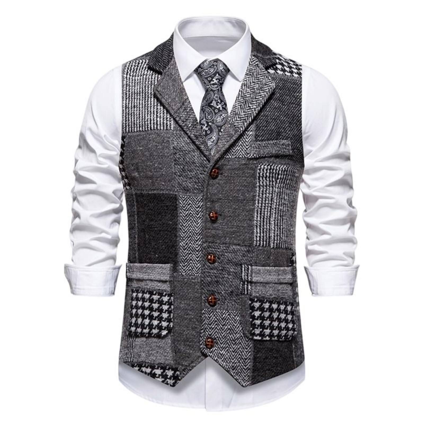 Chaleco de traje de rayas para hombre un corte ajustado elegante gris 8