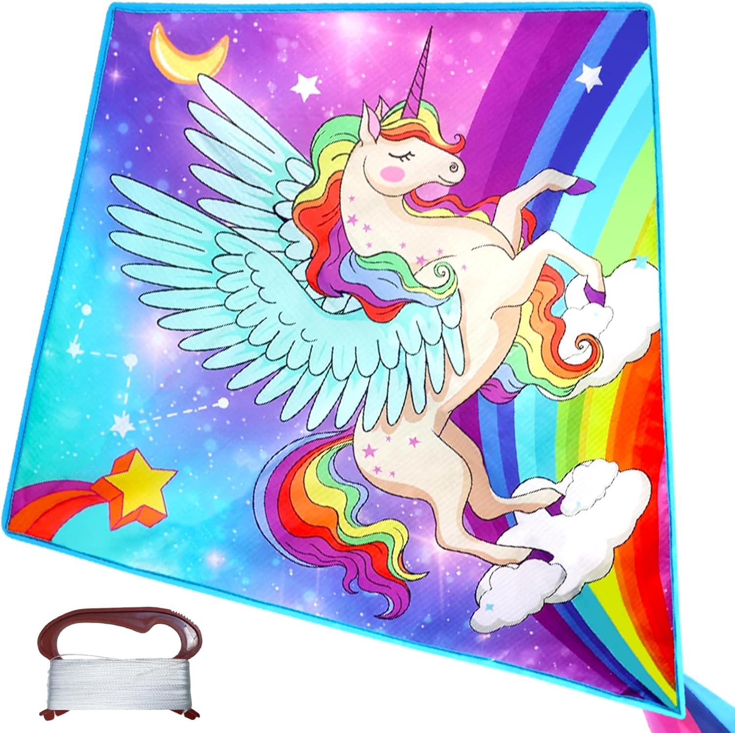 TOY Life Unicorn Kite for Kids – Large Easy to Fly Beach Kite with 50M String & Handle – Durable Nylon Outdoor Toy for Boys & Girls Ages 4-12 – Gift for Beach & Park Fun