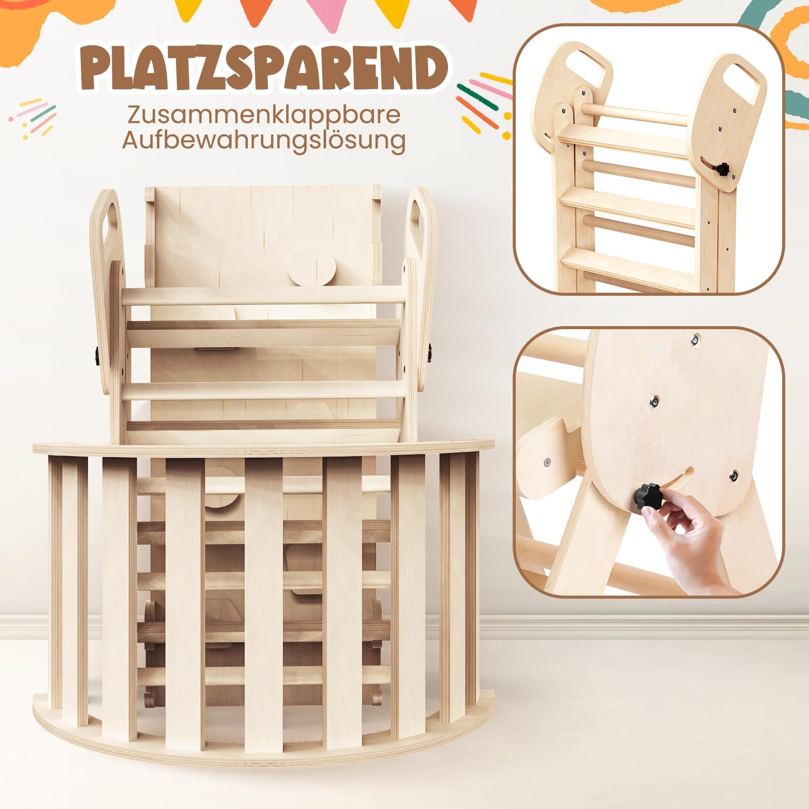 7-in-1 Montessori Klettergerüst Indoor Set, Verformbares Kletterdreieck mit Rutsche und Kletterbogen, Ideal für Babys und Kleinkinder 1-6 Jahre, Fördert Spiel, Bewegung und Kreativität