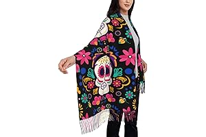 Dia de Los Muertos Embroidered Pashmina for Women