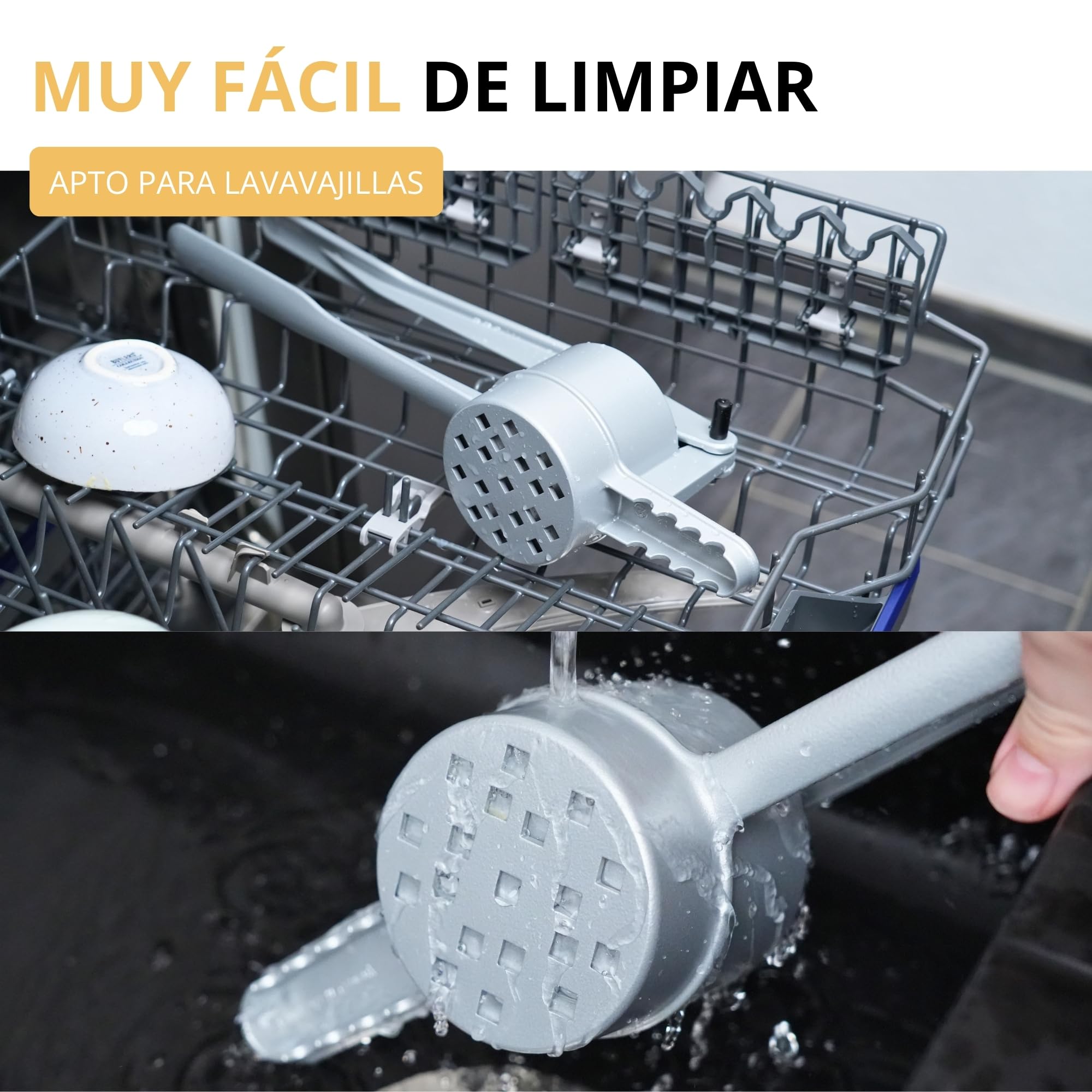 Westmark Prensa para patatas fritas, Prensa para churros, prensa para patatas de aluminio, Para patatas, churros y patatas fritas, Plateada, 41 cm