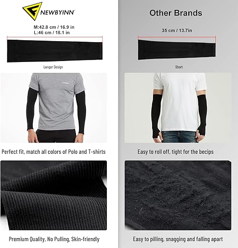 Miniatura 6 de Newbyinn Mangas de brazo de protección solar UV para hombres, mujeres y jóvenes, cubierta de tatuaje, manga deportiva de compresión refrescante para