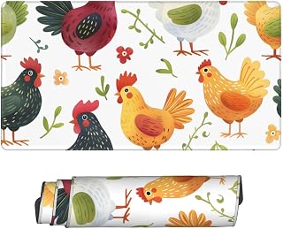 Chicken Rooster Mouse Pad 31.5 X 11.8 Inch Gaming Mousepad 3mm Thick Long Keyboard Pad Large Non-Slip Rubber Base Mice Mat with Stitched Edges for Home Office Computer Desk Decor