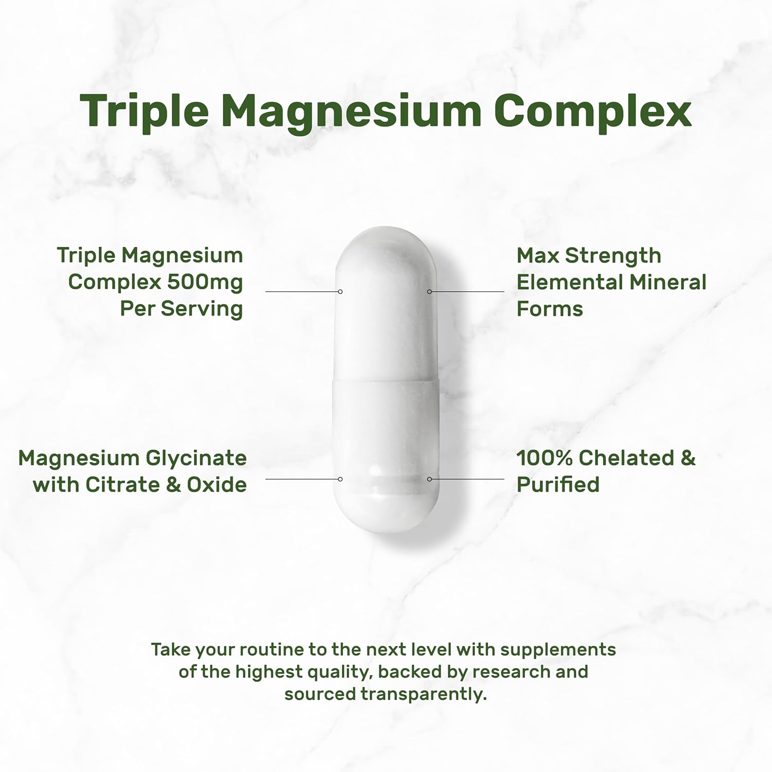 Magnesium Complex 1,000mg, 240 Capsules – Triple Magnesium Complex with Magnesium Glycinate, Citrate, Oxide – Mineral Supplements with Max Strength Elemental Forms + 100% Chelated & Purified - Image 3
