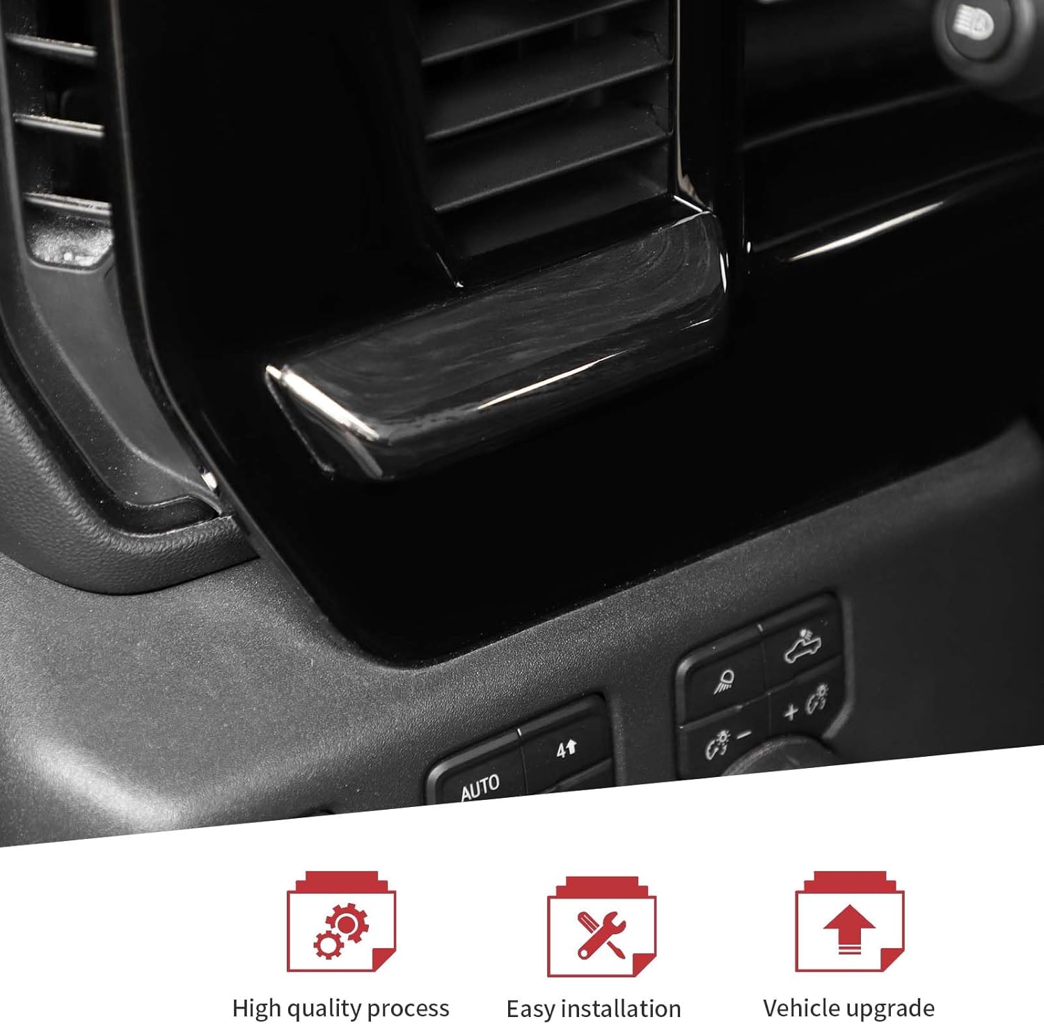 JeCar Black Wood Grain Interior Center Console Dash Panel Trim Cover for 2022 2023 2024 Chevrolet Chevy Silverado