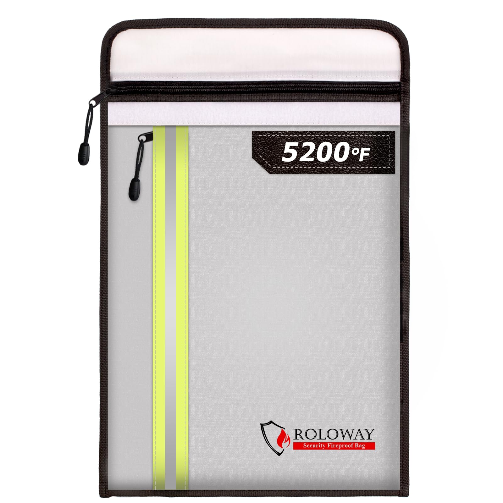 ROLOWAY Fireproof Document Bag (15.5 x 11.5 inch) with 2 Pockets and 5200℉ Aluminum Foil Layer, Fireproof Bag for Document Safe (Silver)