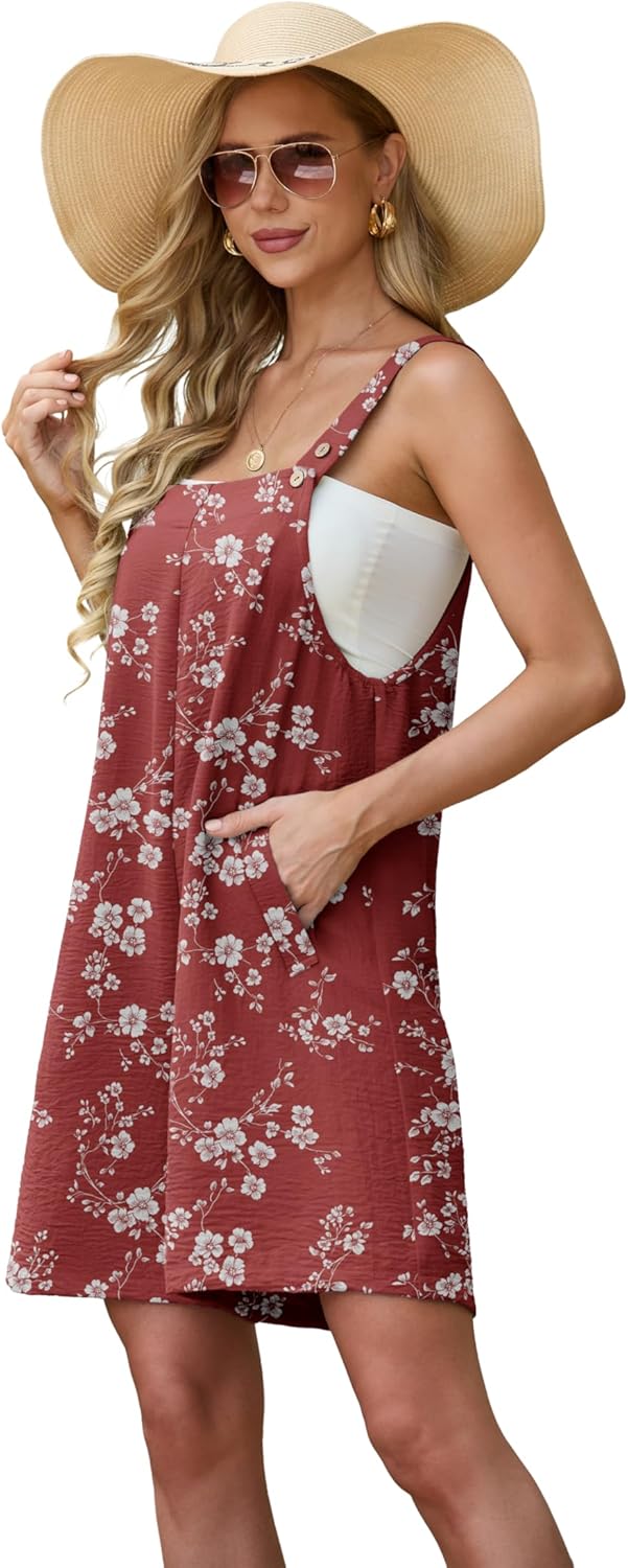 Lepunuo Rompers for Women Summer Boho Loose Fit Sleeveless Short Jumpsuits Overalls Vacation Outfits - Image 3