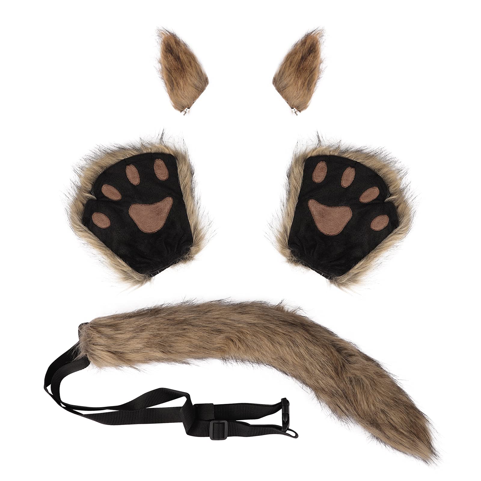 XGOPTS Wolf Costume Adult Werewolf Ears Tail Claw Gloves Set Cosplay Wolf Clothing Halloween Anime Monster Cosplay Dress-Up Party Supplies For Theatre Stage