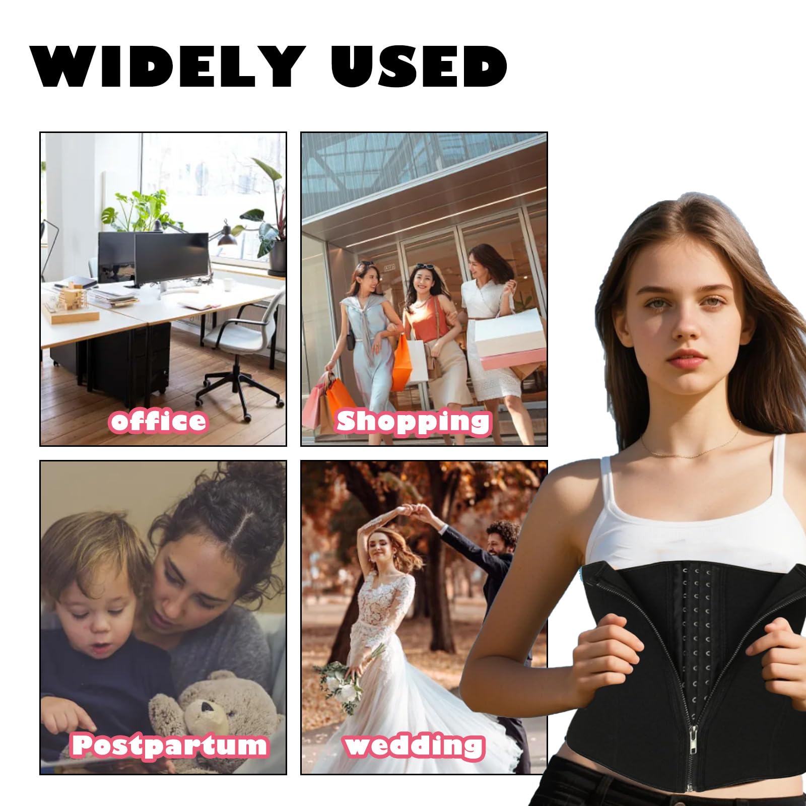 Gorset do modelowania talii, damski gorset pod biustem, pas modelujący do pocenia dla kobiet, modelujący sylwetkę z podparciem pleców, regulowane zapięcie na haczyki i oczka, pas modelujący brzuch do