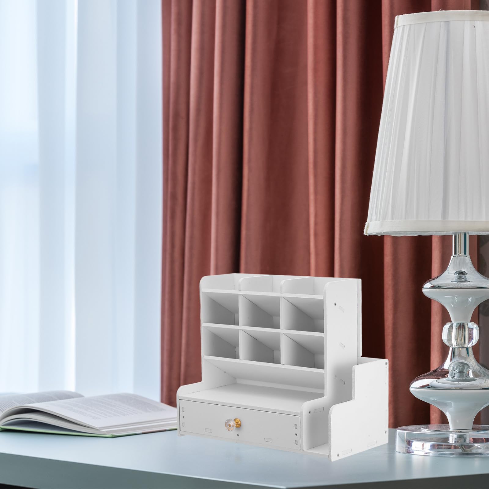 Organizador de Marcadores de Escritorio de Madera Plástica Blanco