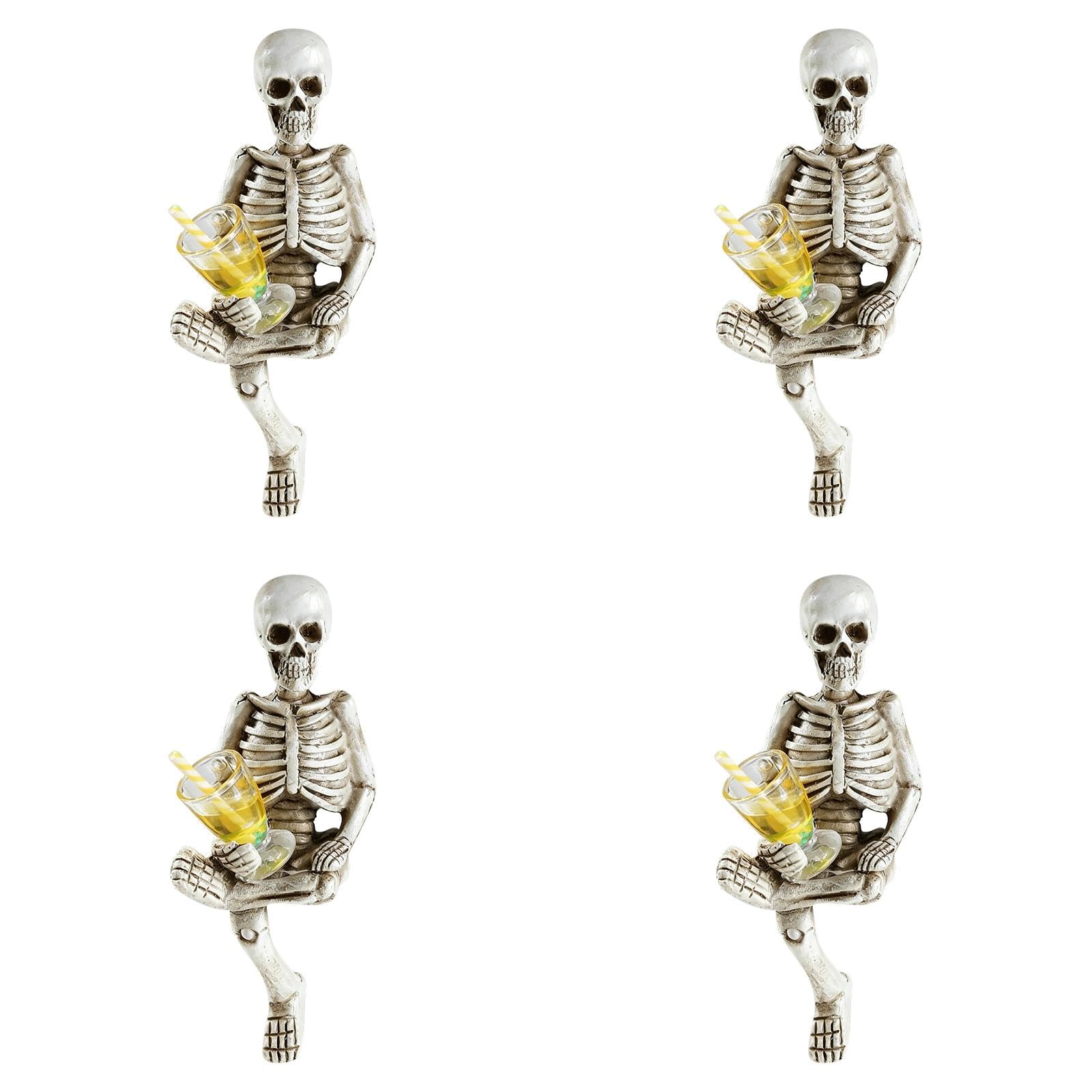 Halloween Skeleton Decor, Resin Skeleton Figurine With Wine Glass