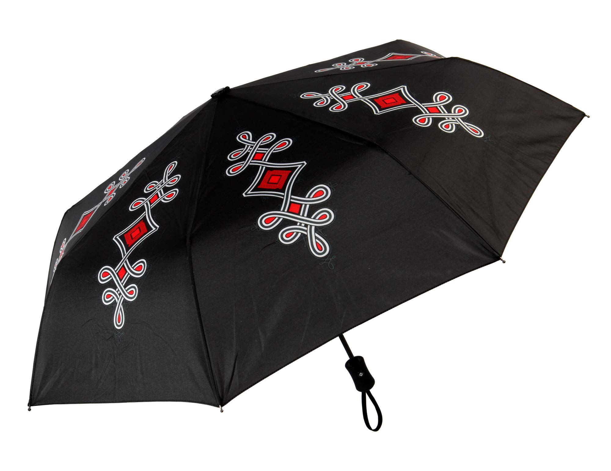 Art Folk Collection Umbrella Windproof Sunflower Traditional W Highlander Motif Design Compact Polyester Umbrella for Business Travels